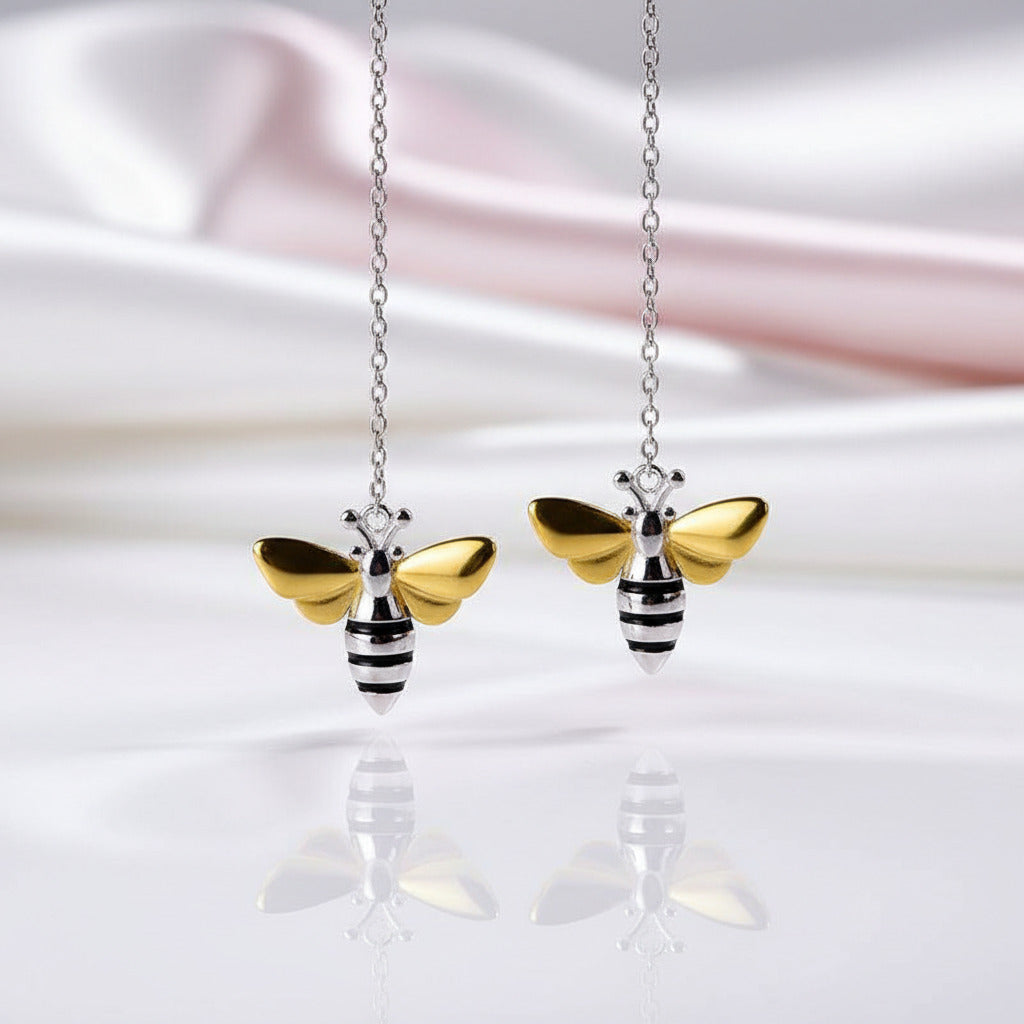 Lovely Honey Bee Dangle Earrings-Black Diamonds New York