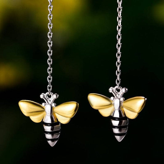 Lovely Honey Bee Dangle Earrings-Black Diamonds New York
