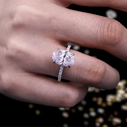 Lovely Oval Cut Pink Sapphire Wedding Ring Set - Black Diamonds New York