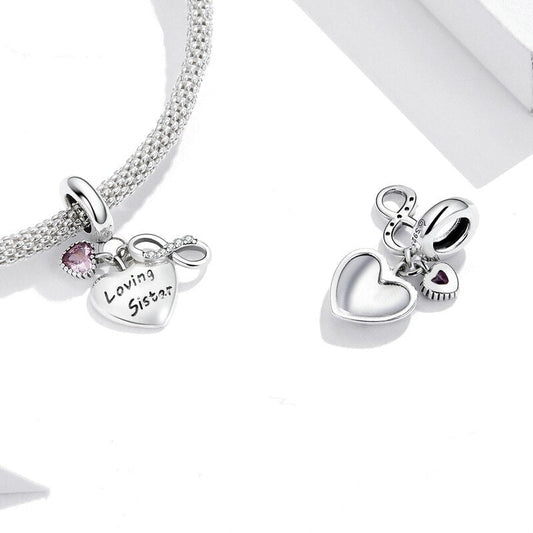 Loving Sister with Heart & Infinity Symbol Charm