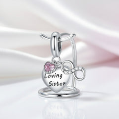 Loving Sister with Heart & Infinity Symbol Charm