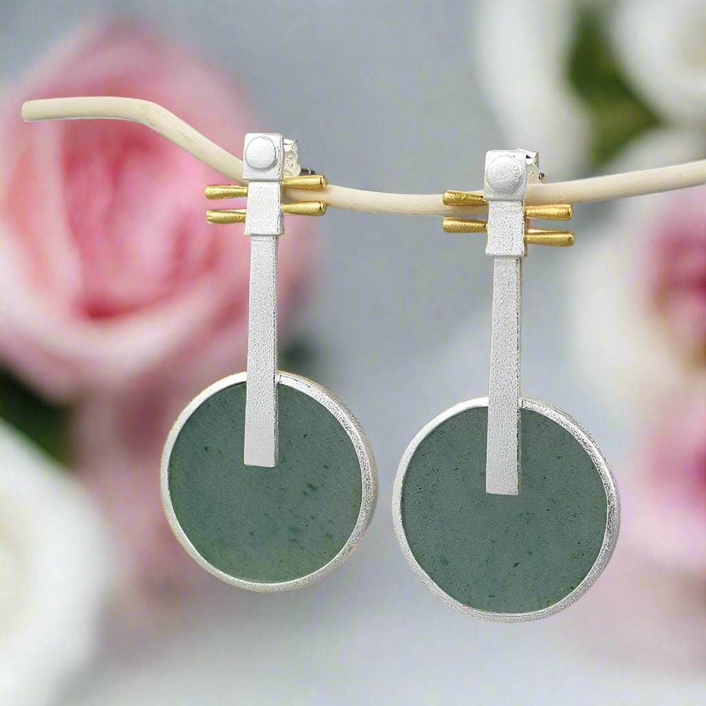 Lute Shape Dangle Earrings-Black Diamonds New York