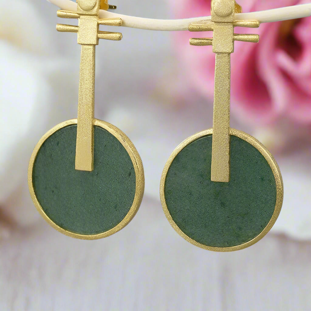 Lute Shape Dangle Earrings-Black Diamonds New York