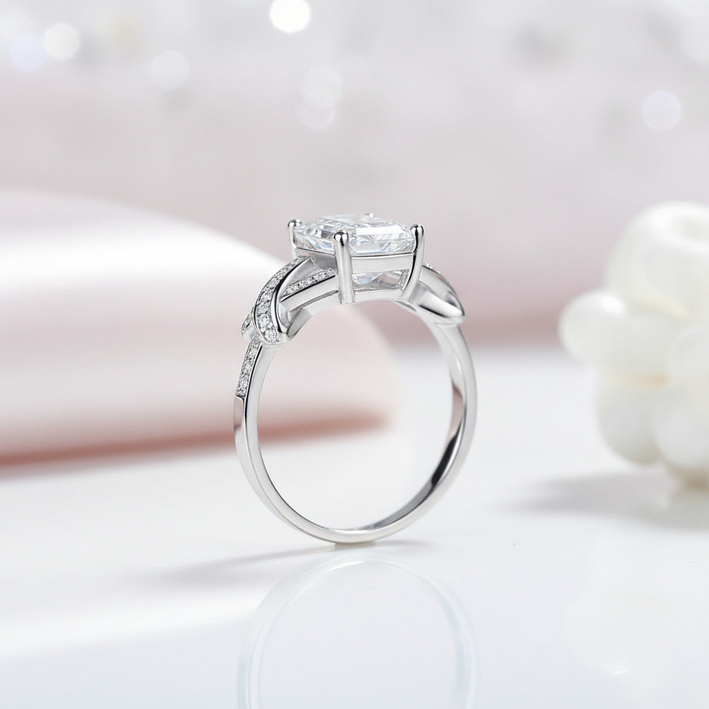 Luxurious 3.0 Ct Emerald Cut Diamond Option Wedding Ring-Black Diamonds New York