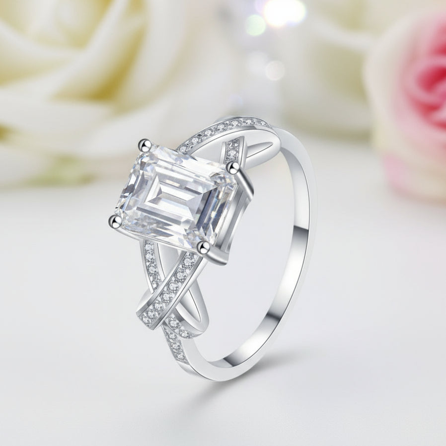 Luxurious 3.0 Ct Emerald Cut Diamond Wedding Ring-Black Diamonds New York