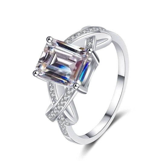 Luxurious 3ct Emerald Radiant Cut Diamond Wedding Ring-Black Diamonds New York