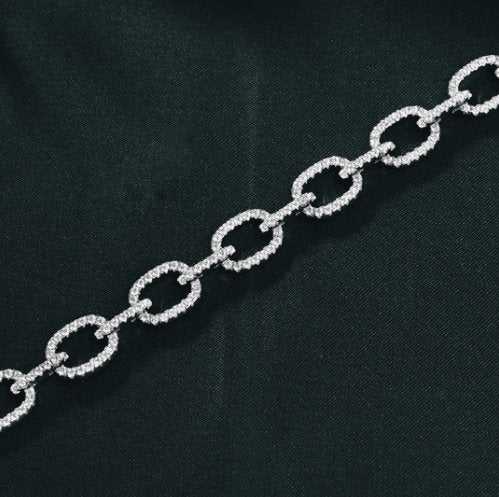 Luxurious Chain Design Bracelet In Sterling Silver-Black Diamonds New York