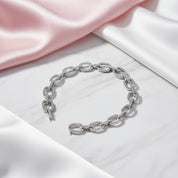 Luxurious Chain Design Bracelet In Sterling Silver-Black Diamonds New York