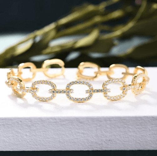 Luxurious Chain Design Bracelet In Sterling Silver-Black Diamonds New York