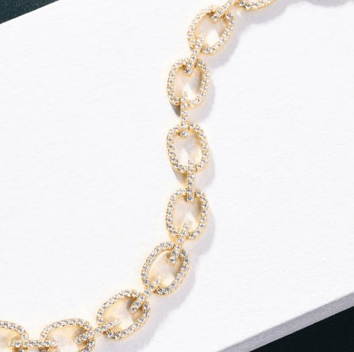 Luxurious Chain Design Bracelet In Sterling Silver-Black Diamonds New York