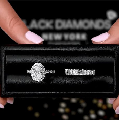 Luxurious Halo Oval Cut Sona Simulated Diamond - Black Diamonds New York
