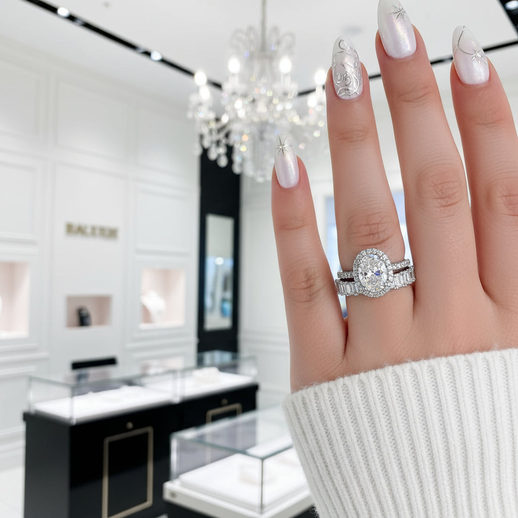 Luxurious Halo Oval Cut Simulated Diamond-Black Diamonds New York