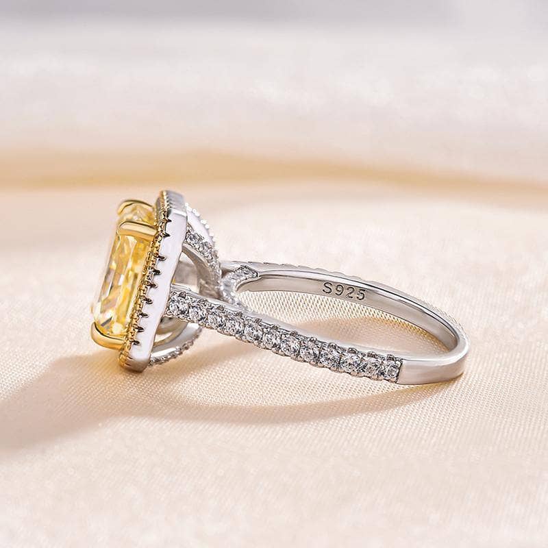 Luxurious Halo Radiant Cut Yellow Sapphire Engagement Ring-Black Diamonds New York