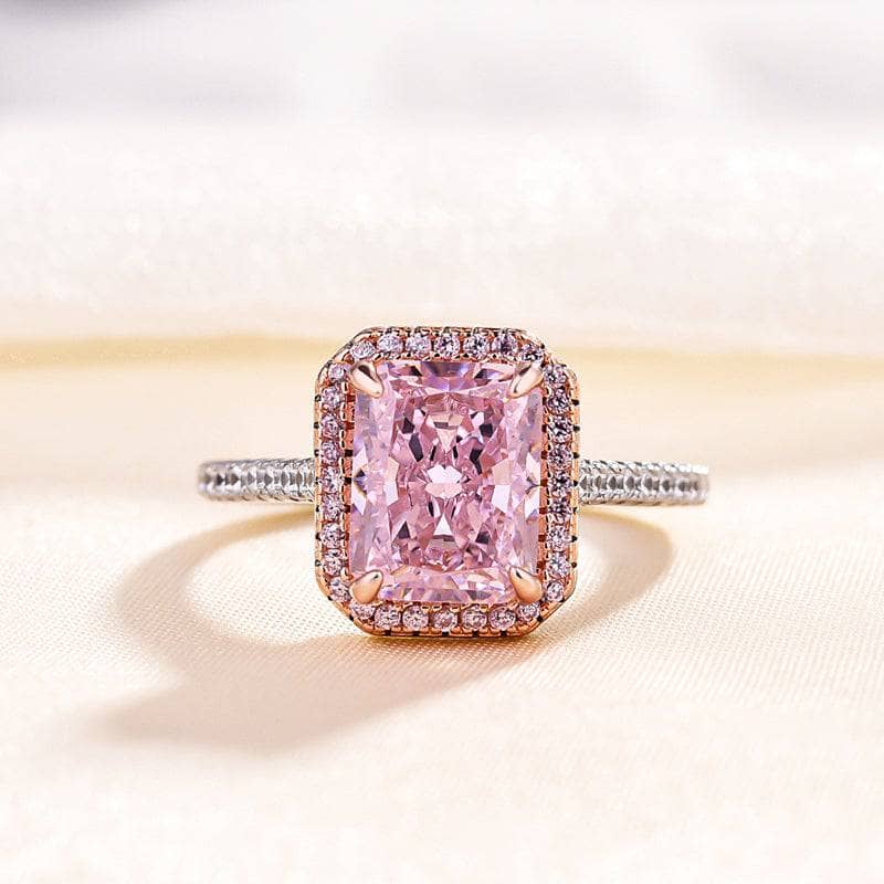 Luxurious Pink Sapphire Halo Radiant Cut Engagement Ring DIKO MAHANAP!!!-Black Diamonds New York