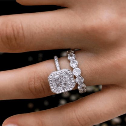 Luxurious Princess Cut Simulated Diamond Wedding Set - Black Diamonds New York
