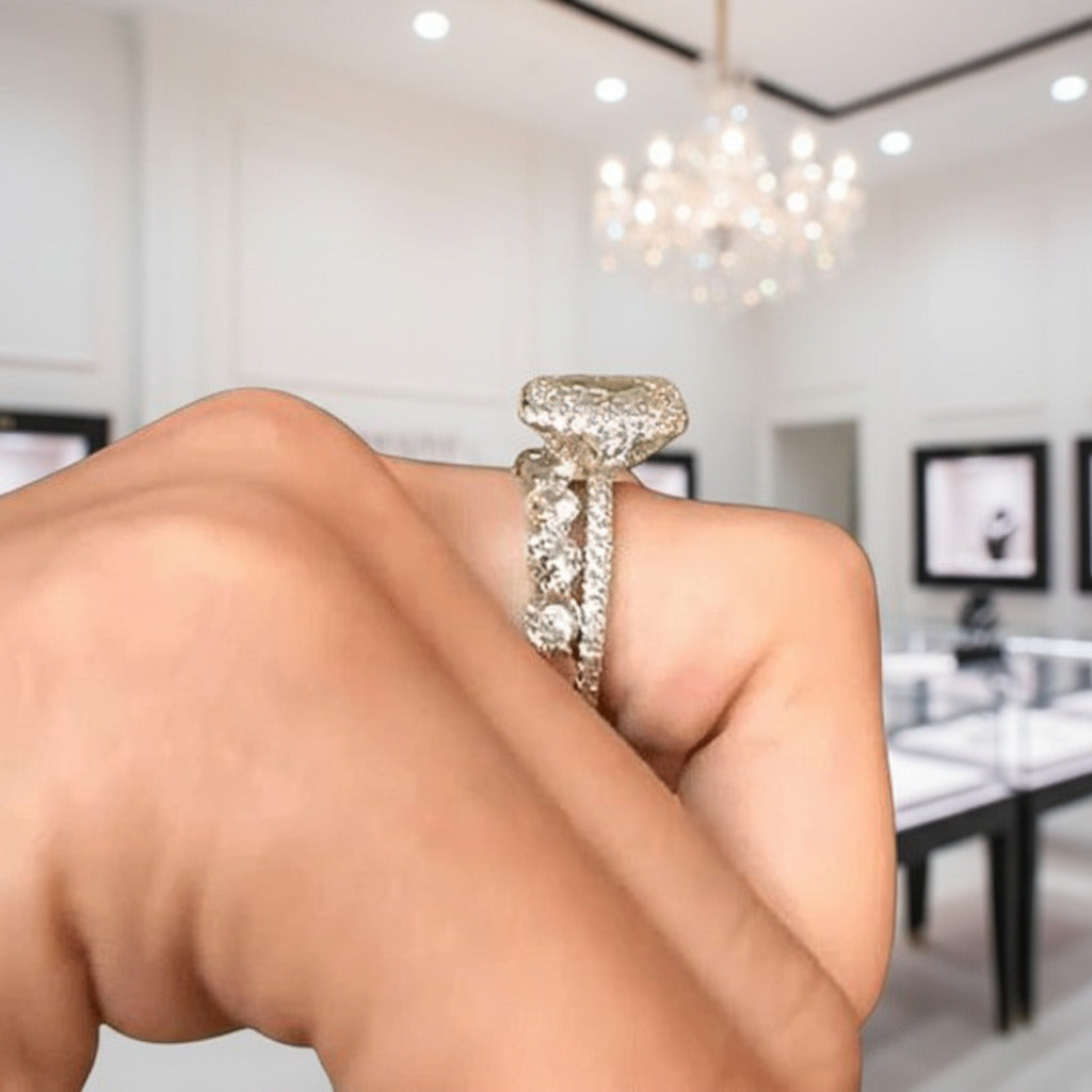 Luxurious Princess Cut Simulated Diamond Option Wedding Set-Black Diamonds New York