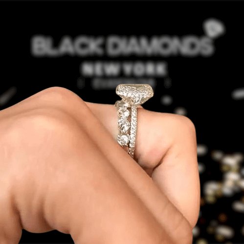 Luxurious Princess Cut Simulated Diamond Wedding Set-Black Diamonds New York