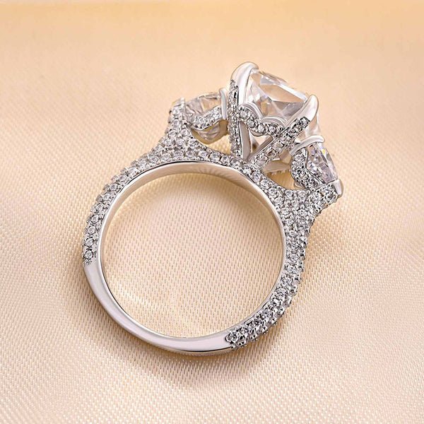 Luxurious Radiant Cut Three Stone Engagement Ring - Black Diamonds New York