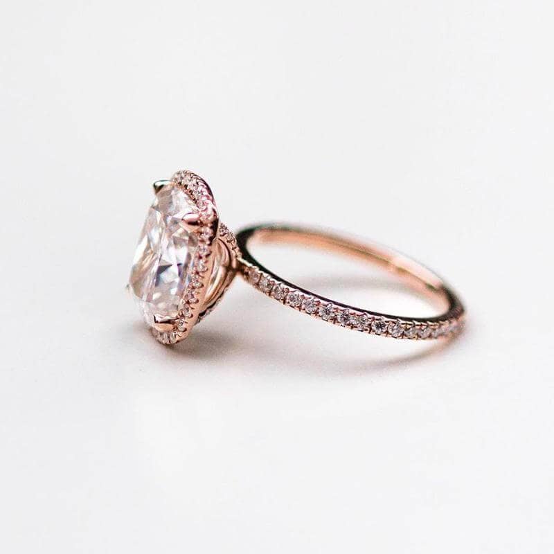 Luxurious Rose Gold Halo Cushion Cut Engagement Ring - Black Diamonds New York