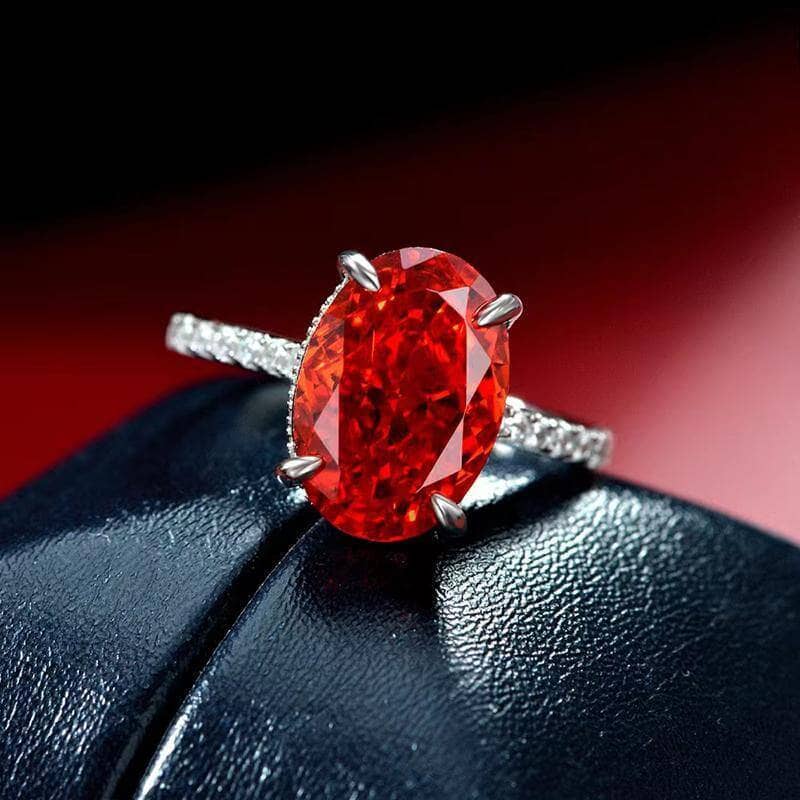 Luxurious Ruby Oval Cut Simulated Diamond Engagement Ring-Black Diamonds New York