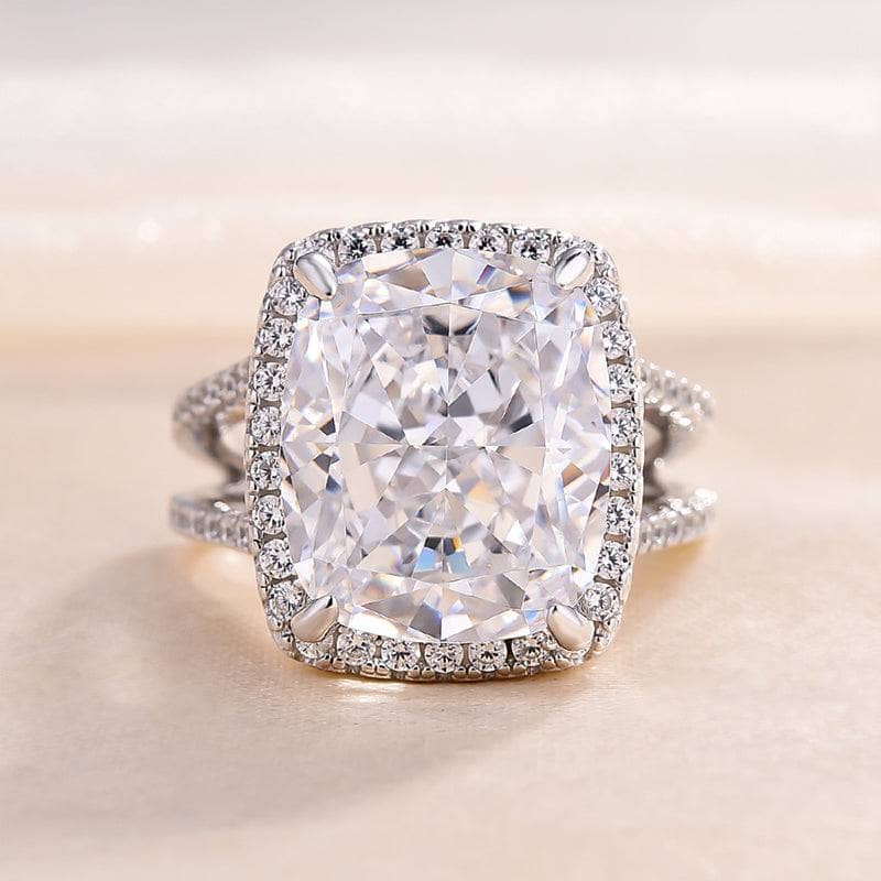 Luxurious Split Shank Halo Cushion Cut Engagement Ring-Black Diamonds New York