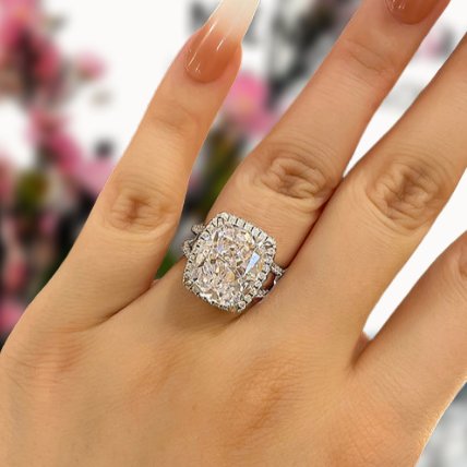 Luxurious Split Shank Halo Cushion Cut Engagement Ring - Black Diamonds New York