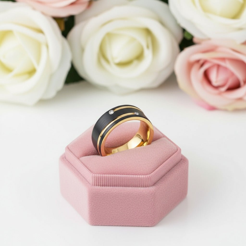 Luxurious Tungsten Wedding Band with Diamond-Black Diamonds New York