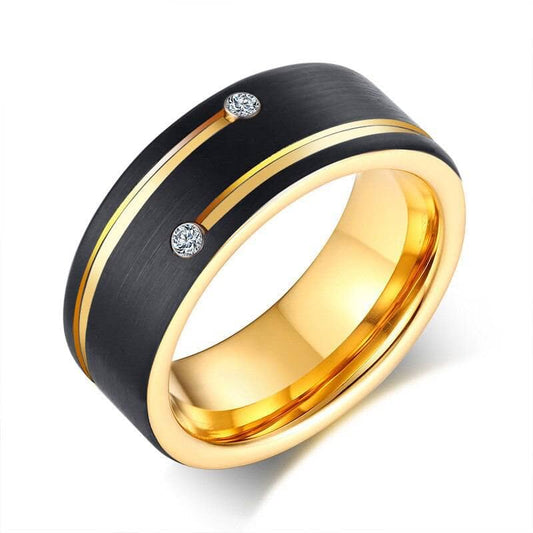 Luxurious Tungsten Wedding Band with Created Diamond-Black Diamonds New York