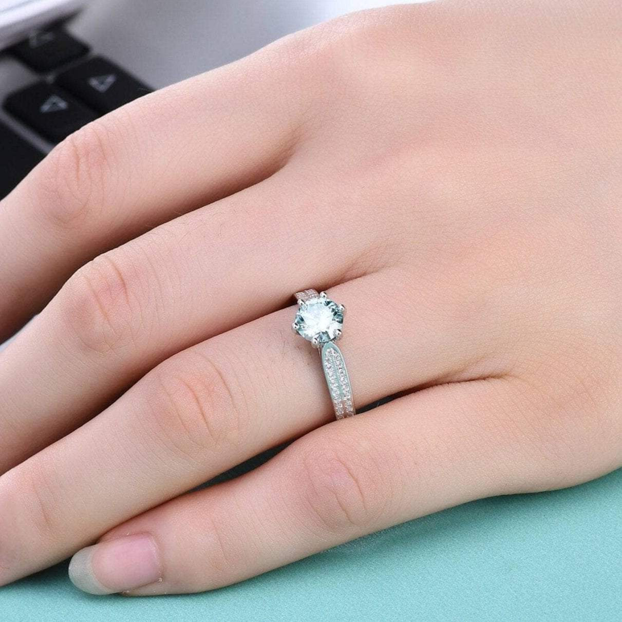 Luxury 1ct Green Diamond Ring Engagement Ring-Black Diamonds New York