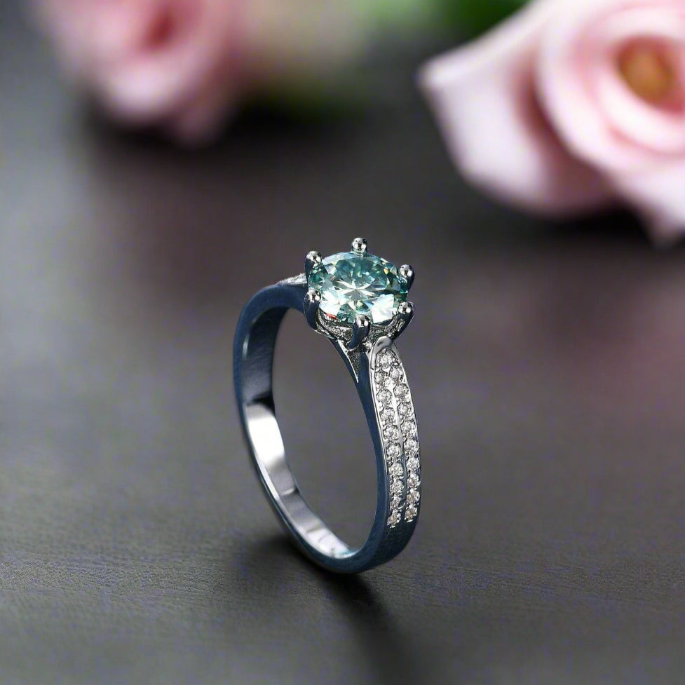 Luxury 1ct Green Diamond Ring Engagement Ring-Black Diamonds New York
