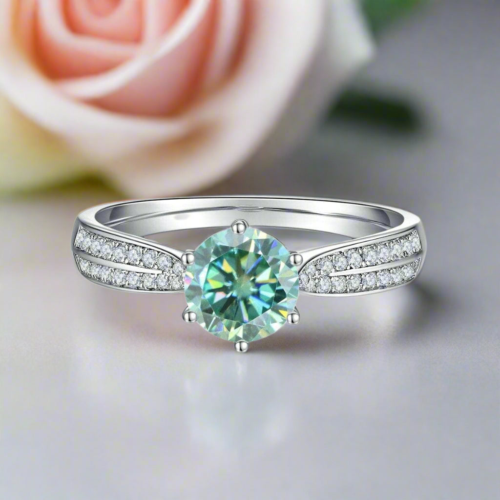 Luxury 1ct Green Diamond Ring Engagement Ring-Black Diamonds New York