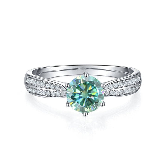 Luxury 1ct Green Moissanite Ring Engagement Ring-Black Diamonds New York