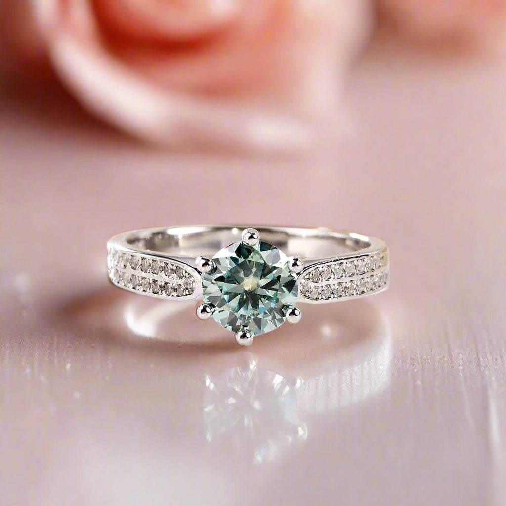 Luxury 1ct Green Diamond Ring Engagement Ring-Black Diamonds New York