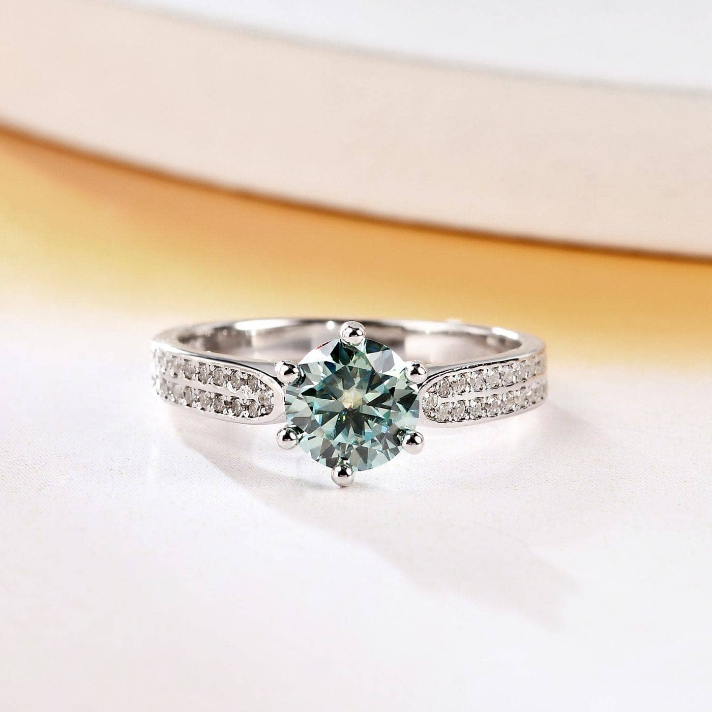 Luxury 1ct Green Moissanite Ring Engagement Ring-Black Diamonds New York