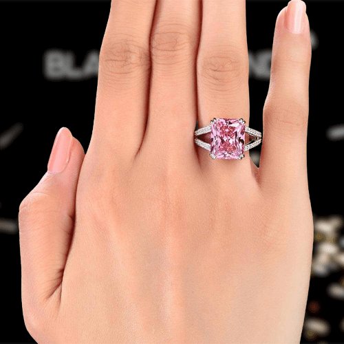 Luxury 6ct Radiant Cut Created Diamond Ring - Black Diamonds New York
