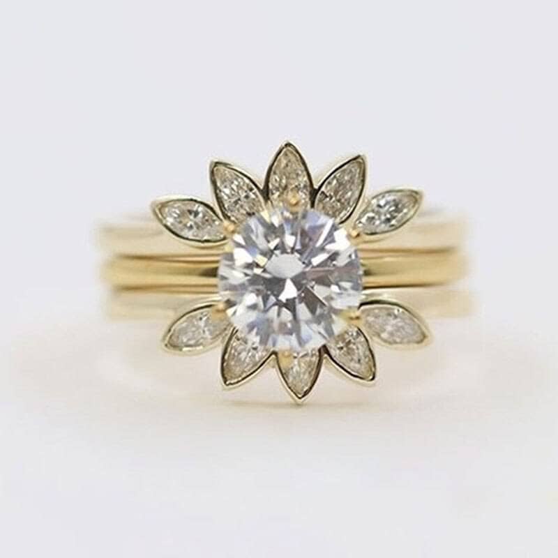 Luxury Flower Shaped EVN™ Diamond Ring Set- Black Diamonds New York-Black Diamonds New York