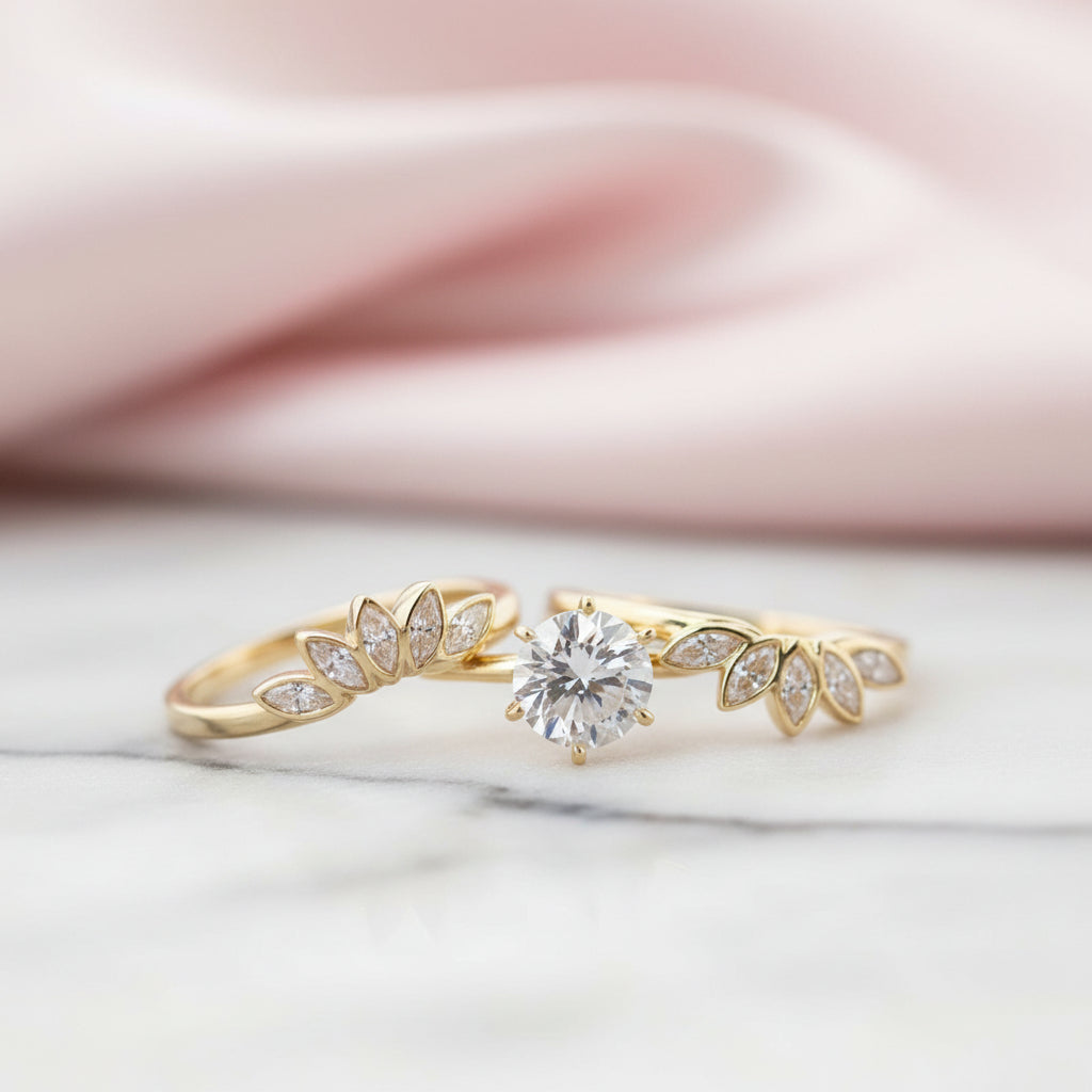Luxury Flower Shaped Diamond Option Ring Set-Black Diamonds New York