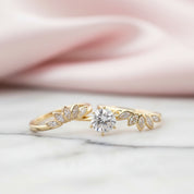 Luxury Flower Shaped Diamond Option Ring Set-Black Diamonds New York