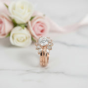 Luxury Flower Shaped Diamond Option Ring Set-Black Diamonds New York