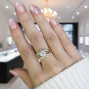 Luxury Flower Shaped Diamond Option Ring Set-Black Diamonds New York