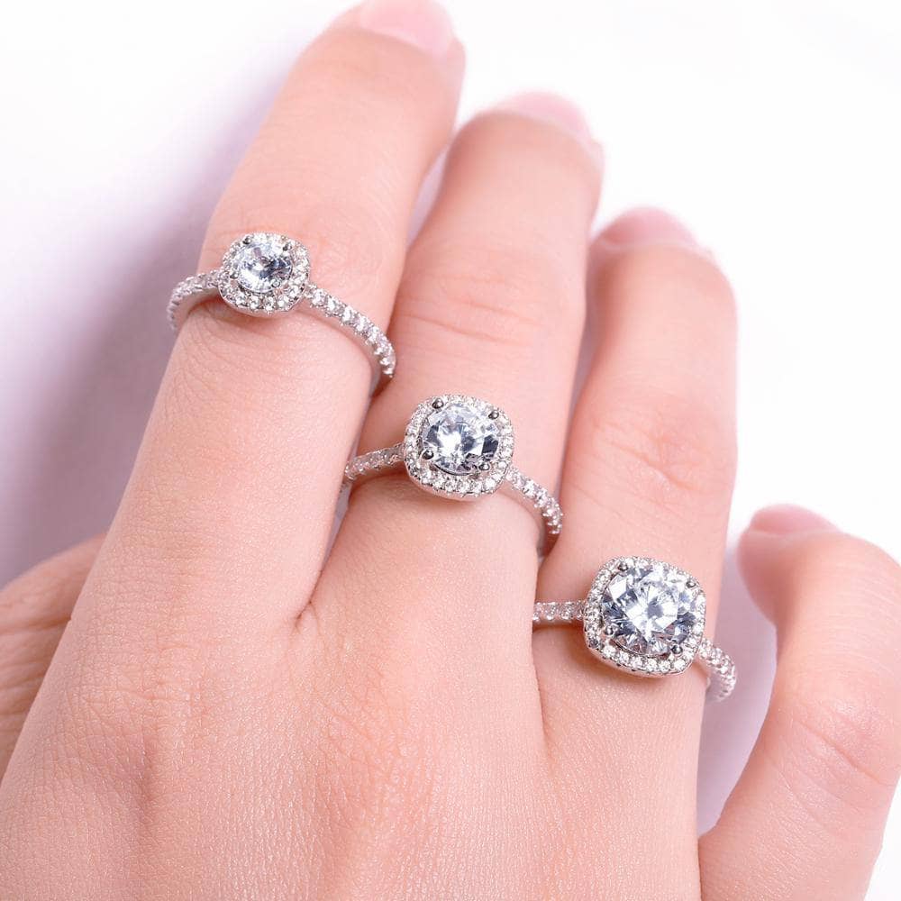 Luxury Halo 2.0 Ct Moissanite Bridal Ring Set-Black Diamonds New York