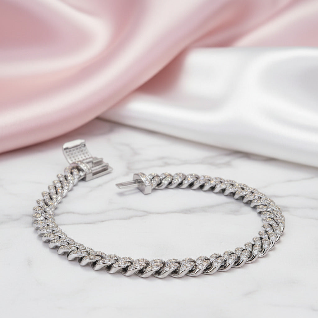 Luxury Hip Hop Full Pave Diamond Option Cuban Necklace and Bracelet-Black Diamonds New York