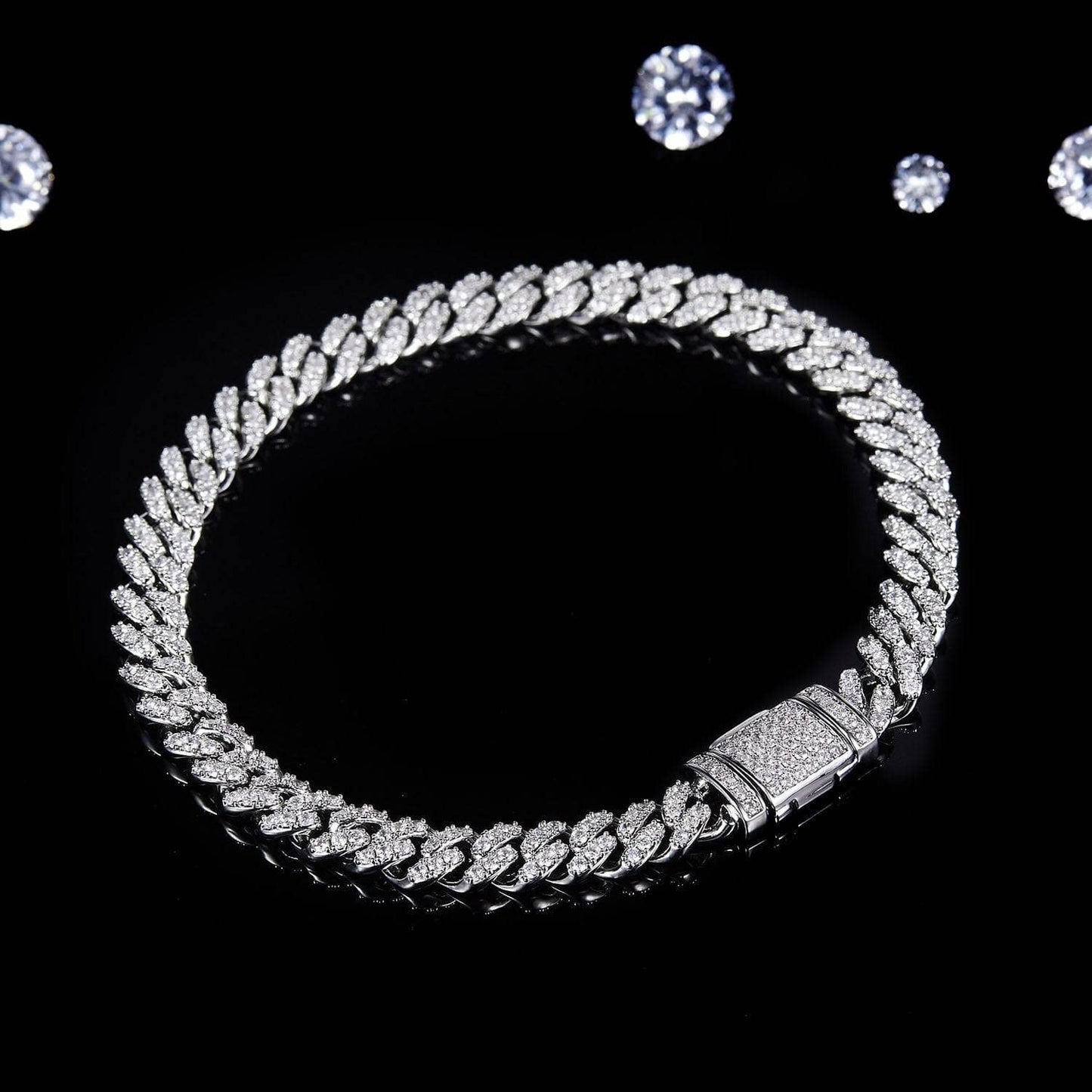 Luxury Hip Hop Full Pave Certified Moissanite Cuban Necklace and Bracelet - Black Diamonds New York