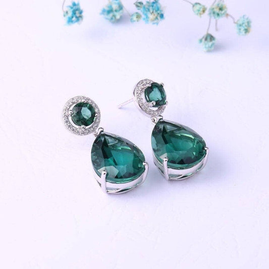 Luxury Nano Emerald Ring Earrings Jewelry Set-Black Diamonds New York