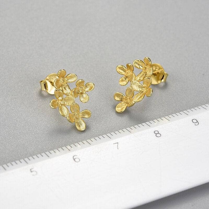Luxury Osmanthus Flower Stud Earrings-Black Diamonds New York