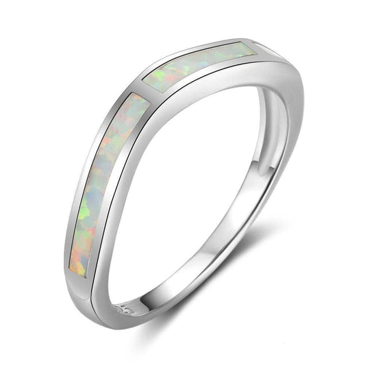 Luxury White Opal Anniversary Rings-Black Diamonds New York