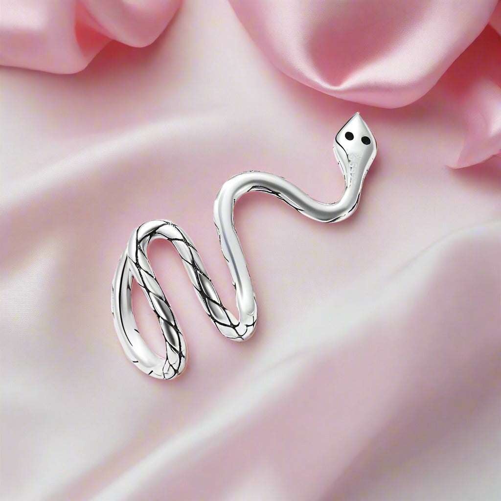 Magical Snake Ear Buckle Earring-Black Diamonds New York