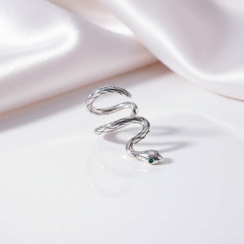 Magical Snake Ear Buckle Earring-Black Diamonds New York