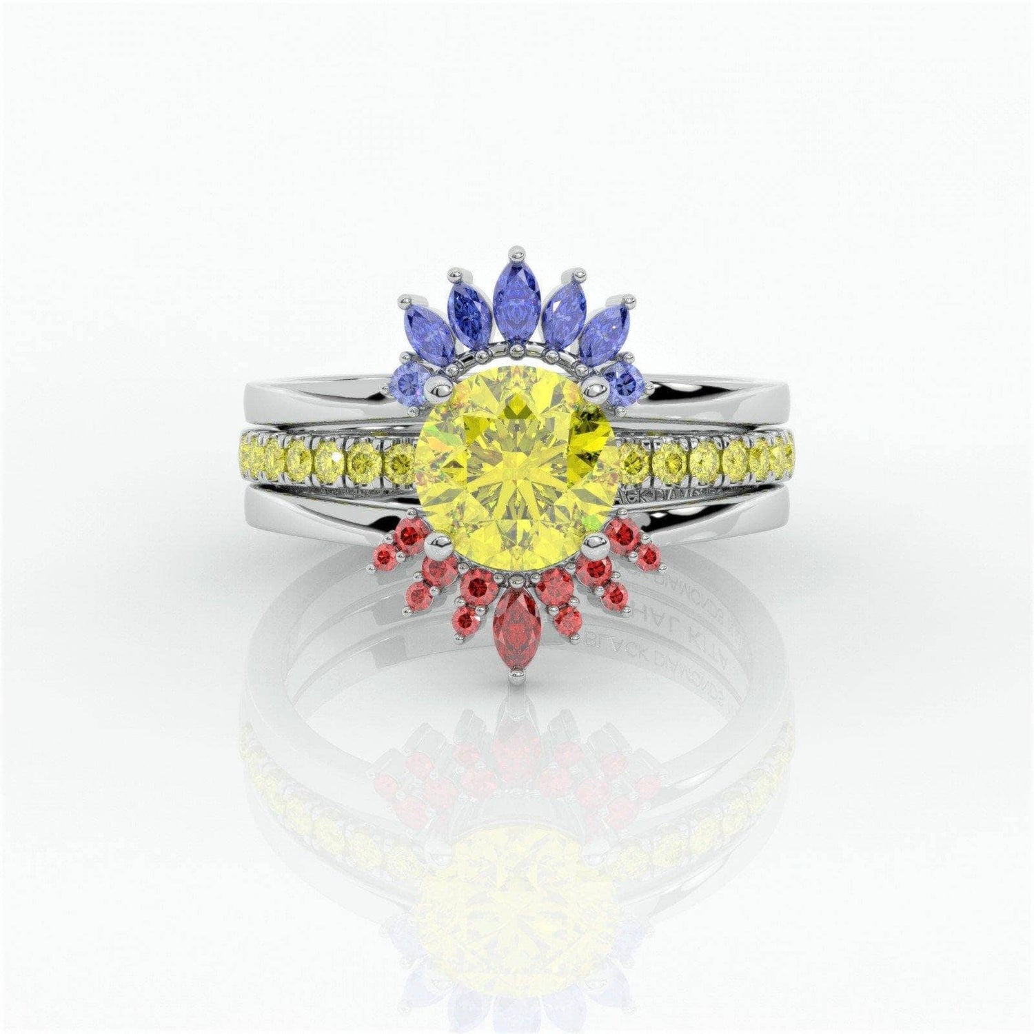 Mahal Kita (I LOVE YOU)- Rare Yellow Round Diamond Love Language Ring Set-Black Diamonds New York