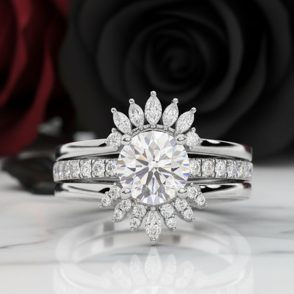 Mahal Kita (I LOVE YOU)- Rare Yellow Round Diamond Option Love Language Ring Set-Black Diamonds New York